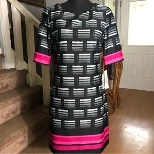 NWOT Eliza J Black and Pink Shift Dress Size 8
